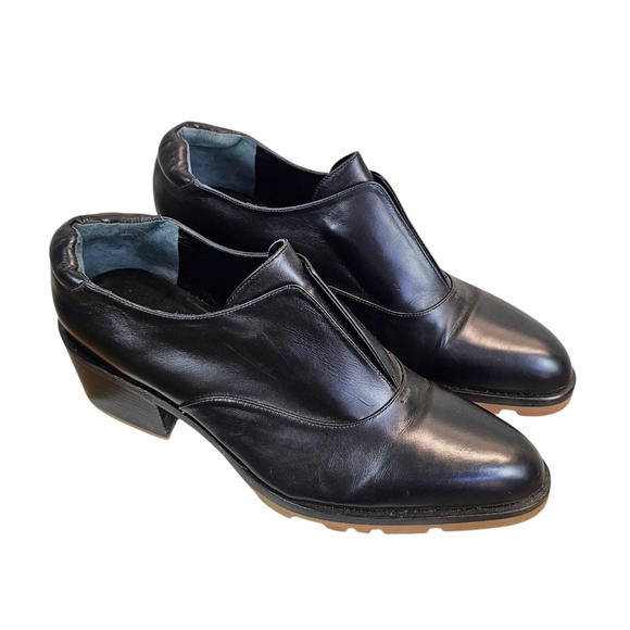 Jil Sander Black Leather Block Heel Loafers Minimalist Slip-On Designer Shoes 10 - Picture 3 of 14